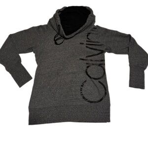 CALVIN KLEIN Performance Cowl Neck Slate Gray Sweatshirt Hoodie Sz Small EUC